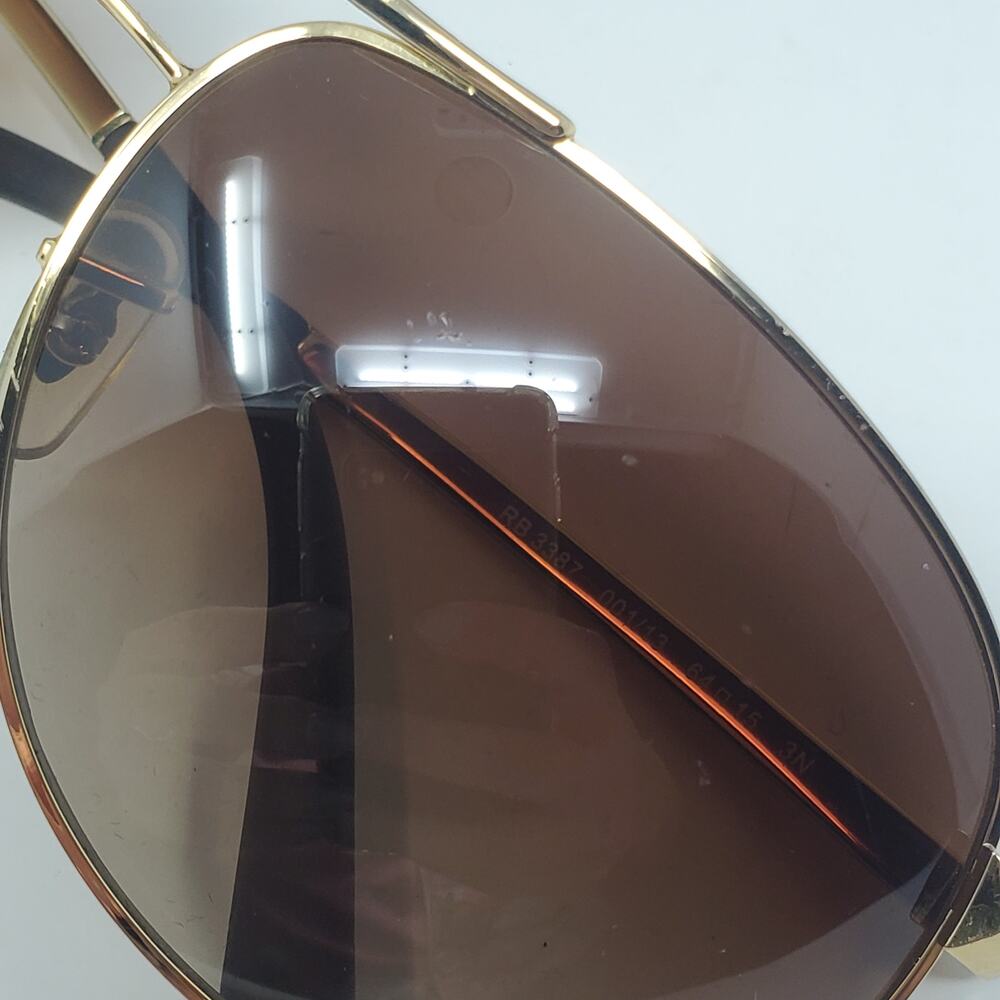 Ray-Ban Aviator Gradient Gold Sunglasses 64 mm / 15 mm Brown RB3387 with Case - Picture 8 of 11